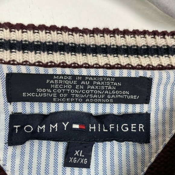 Tommy Hilfiger Maroon Red Pullover Knit Sweater Mens Size XL 100% Cotton - Picture 3 of 5
